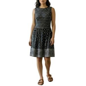 Brooks Brothers Floral Fit & Flare Dress Size 6 Navy Garden Party Cottagecore